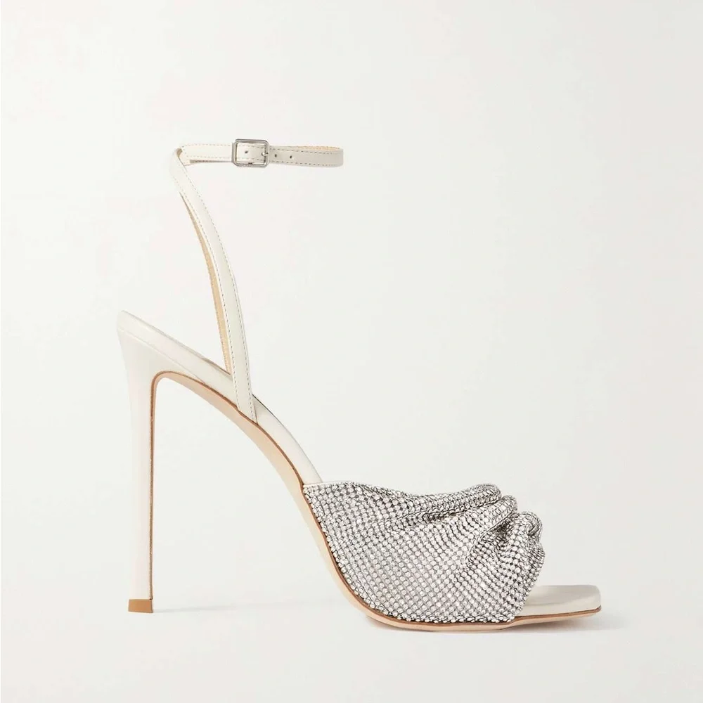 Like new JIMMY CHOO Naria 110 crystal-embellished leather sandals $1,625 - Picture 7 of 17
